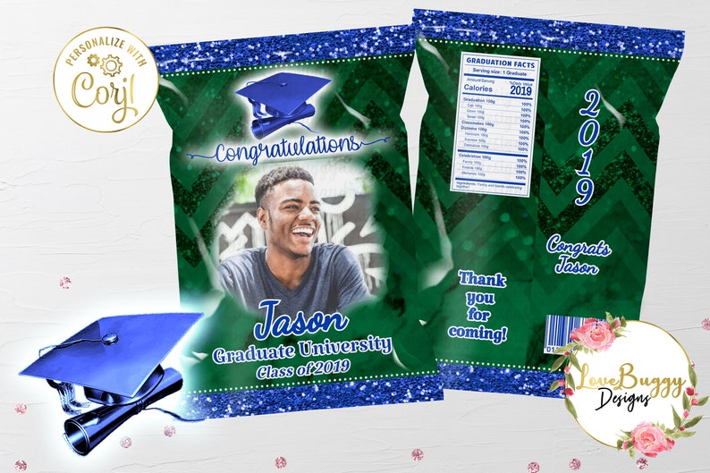 Printable Chip Bag Graduation Chip Bag Style 18-2 Graduation Favor Template Grad Favor Bag Instant download Editable Chip Bag