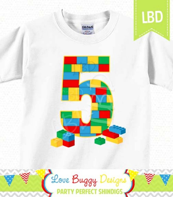 Building Blocks Birthday Shirt Image Printable, Age 5 Only -You Print - INSTANT DOWNLOAD Il_570xn