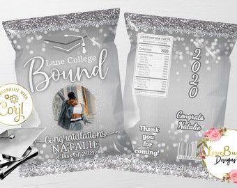 Graduation Chip Bag, Grad Favor Bag, Graduation Favor Printable, Editable Chip Bag, Printable Chip Bag - Style 33 - Instant download