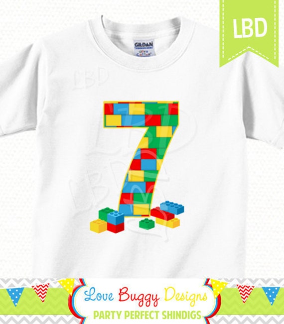 Building Blocks Birthday Shirt Image Printable, Age 7 Only -You Print - INSTANT DOWNLOAD Il_570xn