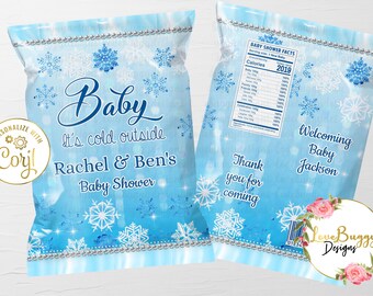 Winter Wonderland Chip Bag, Snowflake Baby Shower Chip Bag, Baby It's Cold outside - Instant Download