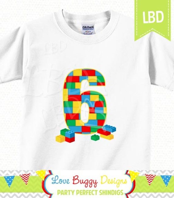Building Blocks Birthday Shirt Image Printable, Age 6 Only -You Print - INSTANT DOWNLOAD Il_570xn