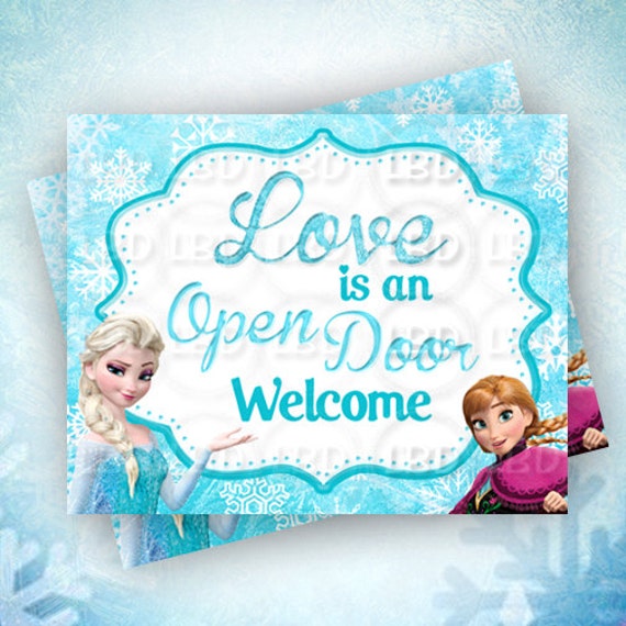 Frozen Welcome Sign Birthday Sign Decorations Love is an | Etsy