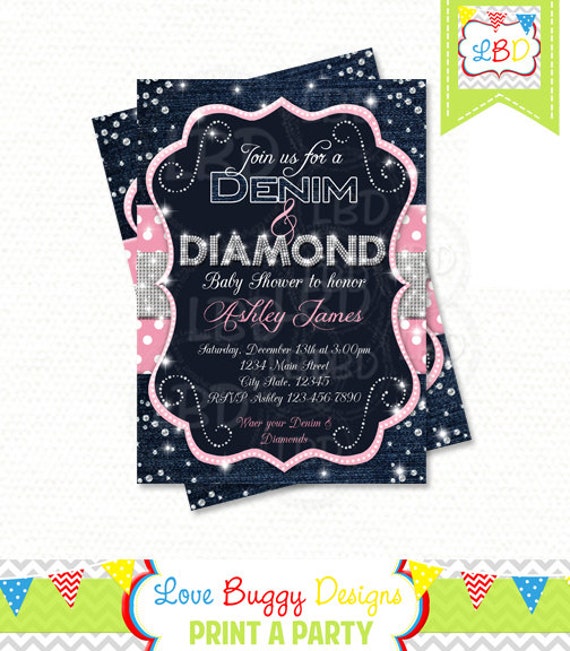 denim baby shower invitations