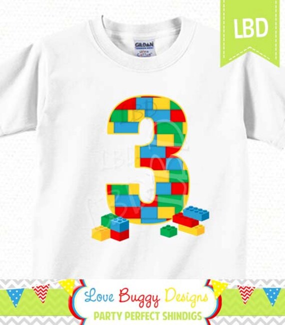 Building Blocks Birthday Shirt Image Printable, Age 3 Only -You Print - INSTANT DOWNLOAD Il_570xn