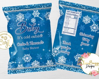 Winter Wonderland Chip Bag, Snowflake Baby Shower Chip Bag, Baby It's Cold outside - Style 2 - Instant Download