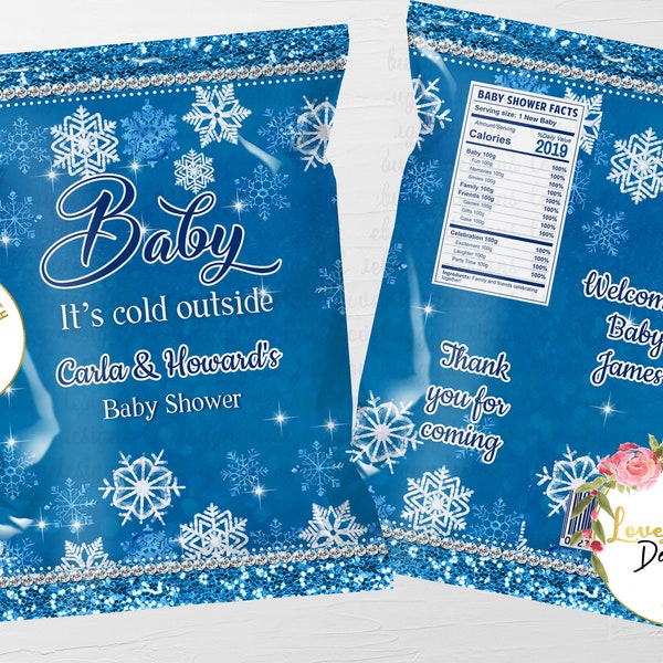 Winter Wonderland Chip Bag, Snowflake Baby Shower Chip Bag, Baby It's Cold outside - Style 2 - Instant Download