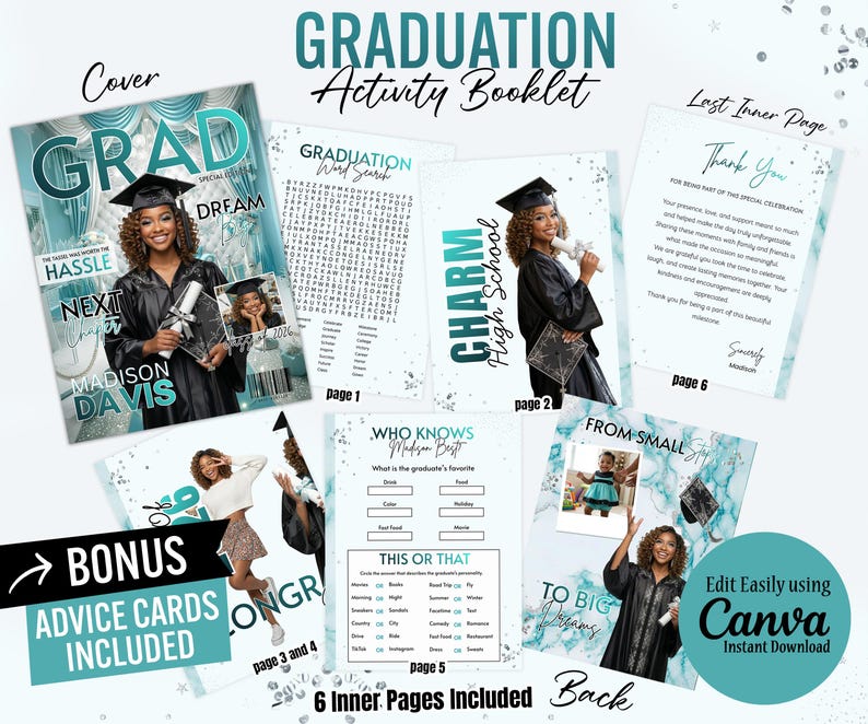 Graduation Exercise Book Editable Graduation Activity Booklet, Class of 2026 Magazine, Senior ...