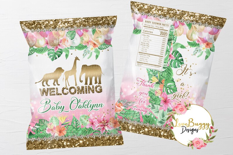 Safari Baby Shower Chip Bag Style 1 Instant Download girl Etsy