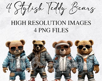 Stylish Hip Hop Teddy Bear: High-Quality Clipart for Creative Fun! | Personal Use Only