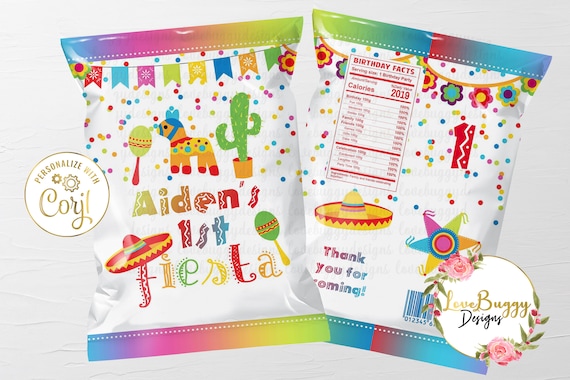 Fiesta Chip Bag, Fiesta Birthday Party, Fiesta Birthday Favor, Fiesta Bag Printable, Fiesta Editable Template, Instant download Il_570xn