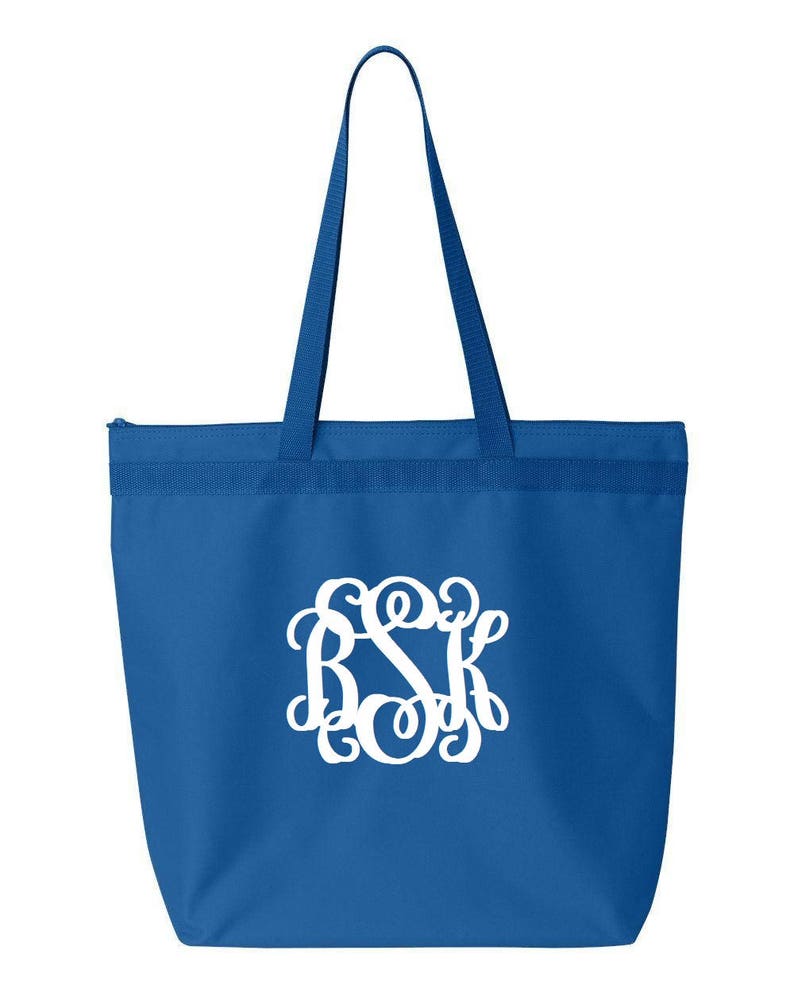 Monogrammed Royal Blue Large Zippered ToteLarge ToteMonogrammed GiftsChristmas GiftsVinyl
