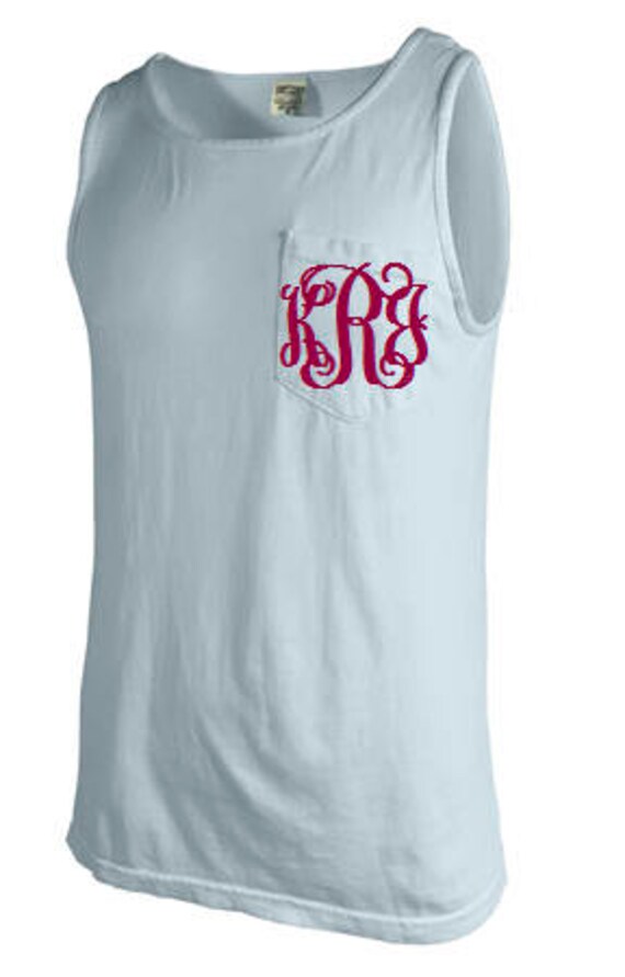 Chambray Monogrammed Tank Top Comfort Colors Tank Tops Tanks Etsy