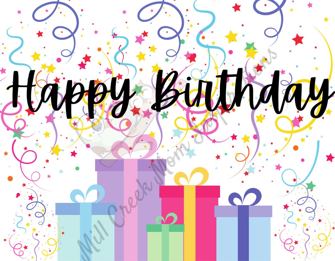 Happy Birthday With Confetti Printable/digital Art/instant Download ...