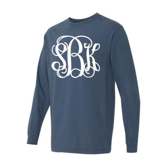 Midnight Comfort Colors Long Sleeve Tee Monogrammed Etsy