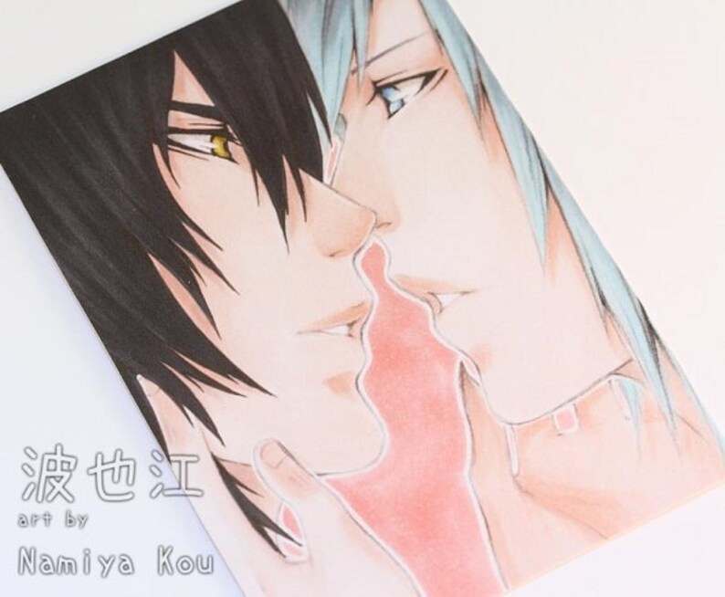 Fantasy Manga Illustration /'I Want.../' Boys Love Pairing Sky and Kiyo ATC Print Yaoi Manga ACEO Print Shounen Ai Love Scene