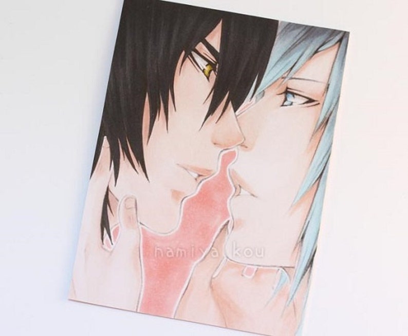 Fantasy Manga Illustration /'I Want.../' Boys Love Pairing Sky and Kiyo ATC Print Yaoi Manga ACEO Print Shounen Ai Love Scene