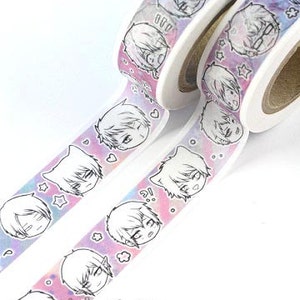 Kawaii WASHI TAPE, Original Manga Characters, Pastel Colored Paper Tape, Adorable Anime Chibis, Unique Japanese School Craft Supplies image 2