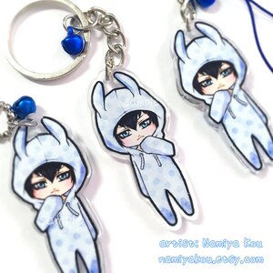 Cute Manga CHARM, Bunny Chibi Boy Phone Strap, Kawaii Anime Keychain, Easter Rabbit Acrylic Charm, Manga Merch Anhänger