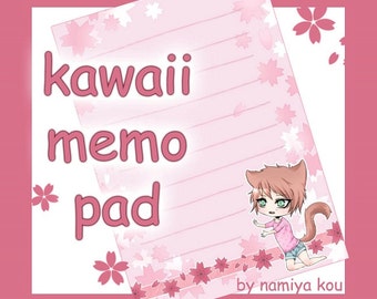 Kawaii Memopad Niedlicher Hanami Chibi Notizblock A7