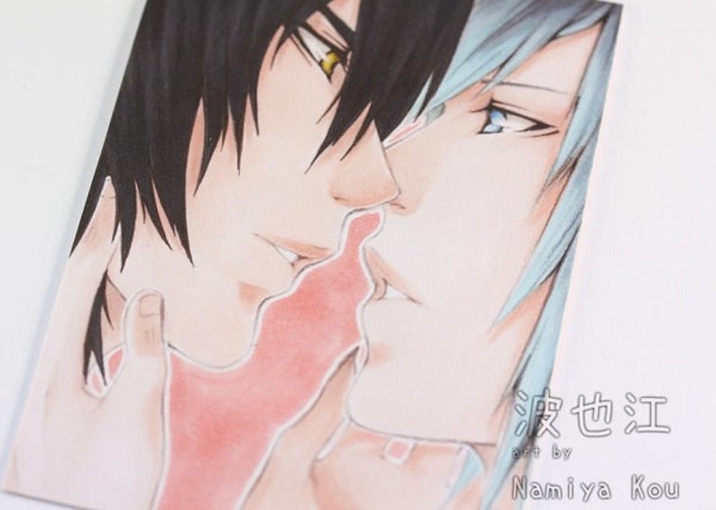 Fantasy Manga Illustration /'I Want.../' Boys Love Pairing Sky and Kiyo ATC Print Yaoi Manga ACEO Print Shounen Ai Love Scene