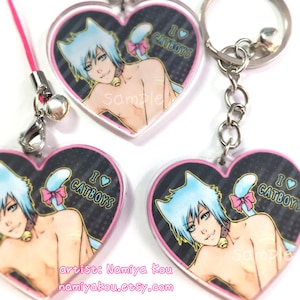 Catboy CHARM, Cute Anime Manga Charm, I love Catboys, Neko Shounen Nekomimi, Catboy Heart Acrylic Charm, Keychain Manga Key Ring Phone Strap