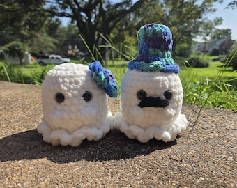 Set de peluche de fantasmas casados a crochet, regalo de boda para Halloween