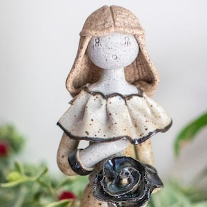 Vintage Signed Handmade Art Pottery Woman Figurine