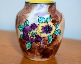 Vintage H & K Tunstall „Viola“ handbemalte Vase - Made in England - Art Deco Blumenkeramik