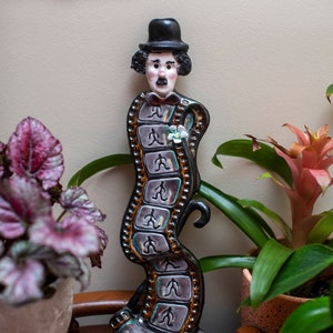 Vintage One of a Kind Handmade Charlie Chaplin Movie Reel Pottery Wall Art