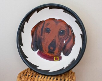 Cuenco vintage de cerámica con forma de perro salchicha "Dogs by Nina" – Plato para dulces firmado por Nina Lyman