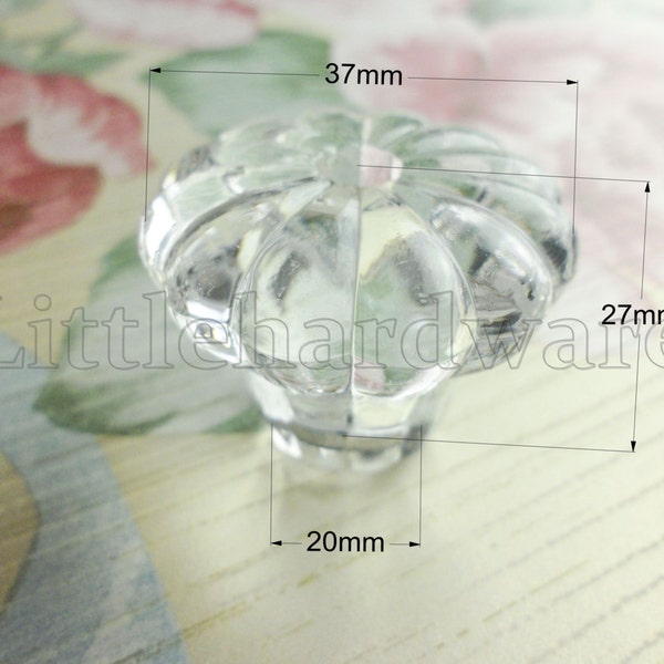 Clear acrylic flower shape 37mmX27mm drawer knobs / dresser knobs/ cupboard knobs /  furniture knobs with screw #DP0280