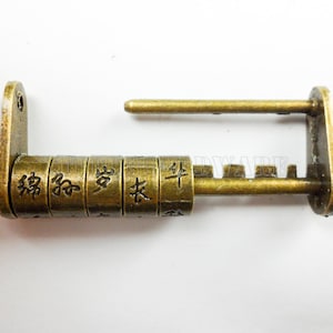 RARE Chinese Old STYLE Vintage Useful Chinese PASSWORD Padlock Lock/key ...