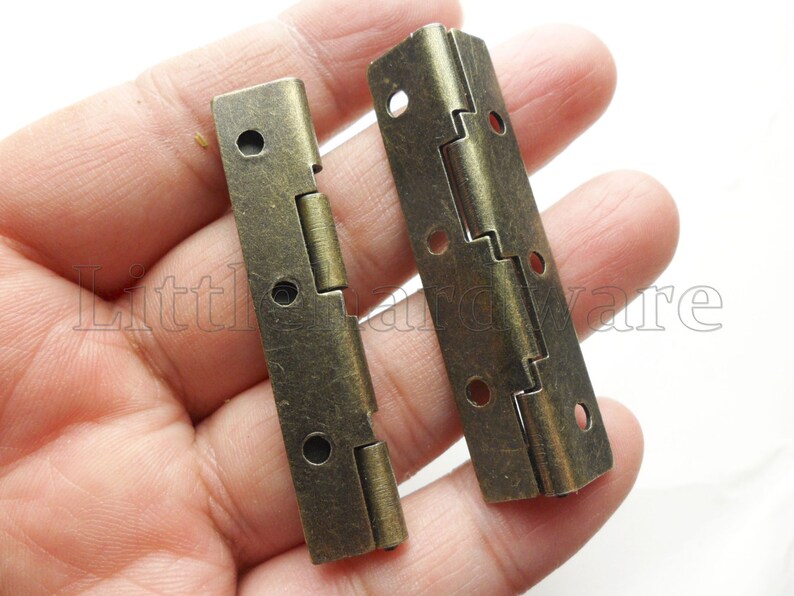 10 pcs antique Brass Color 90 Degree stop hinges/parliament hinges/jewelry box hinges/decorative hinges 49mmX9mmHalf Side VH0115 image 4