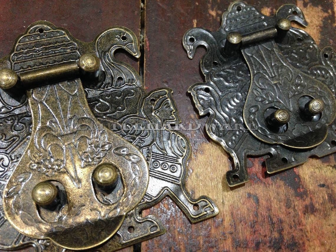 Antique Brass Jewelry Box Staple Hasp Catch Small Box Hardware Etsy