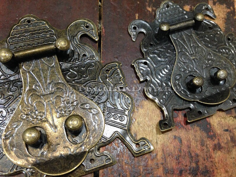 Antique Brass Jewelry Box Staple Hasp Catch Small Box Hardware Etsy