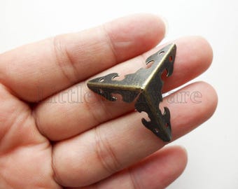 12 piezas de soportes de esquina decorativos de metal color bronce de 22 mm x 22 mm x 22 mm para joyero DIY #CB0088