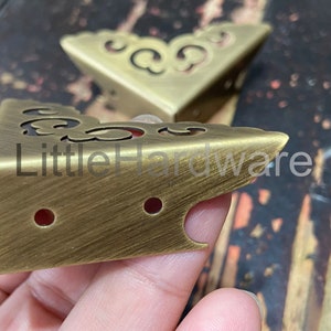 4 pcs solid brass corner/ornate brass corners/brass corner bracket/decorative corners/brass hardware 50mm length image 4