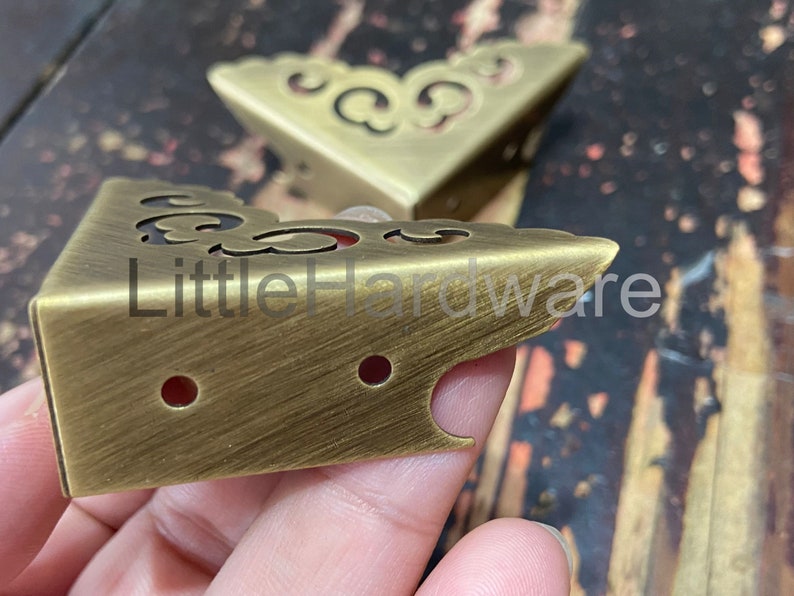 4 pcs solid brass corner/ornate brass corners/brass corner bracket/decorative corners/brass hardware 50mm length image 4