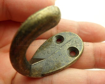 2Pcs 38mm X 20.5mm X 30mm bronze color decorative hooks / metal hooks with enough screws