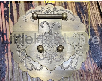 1 pc bronze color brass made box latch, box hasp, box catch, camphor wood box clasp - 120mmX120mm