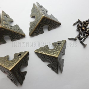 4 équerres décoratives en métal de couleur bronze pour boîte à bijoux