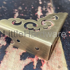 4 pcs solid brass corner/ornate brass corners/brass corner bracket/decorative corners/brass hardware 50mm length image 6