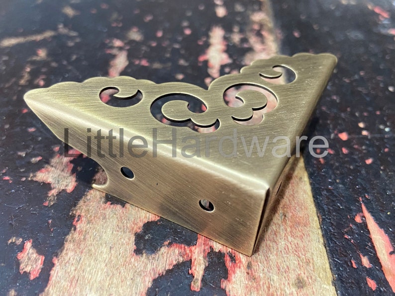 4 pcs solid brass corner/ornate brass corners/brass corner bracket/decorative corners/brass hardware 50mm length image 6