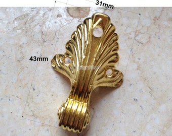 4pcs Golden Chinese vintage 31mm X43mm metal box Feet  Leaf style for box feet protection decorative box feet -BF0059