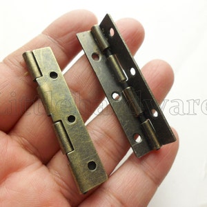 10 pcs antique Brass Color 90 Degree stop hinges/parliament hinges/jewelry box hinges/decorative hinges 49mmX9mmHalf Side VH0115 image 3