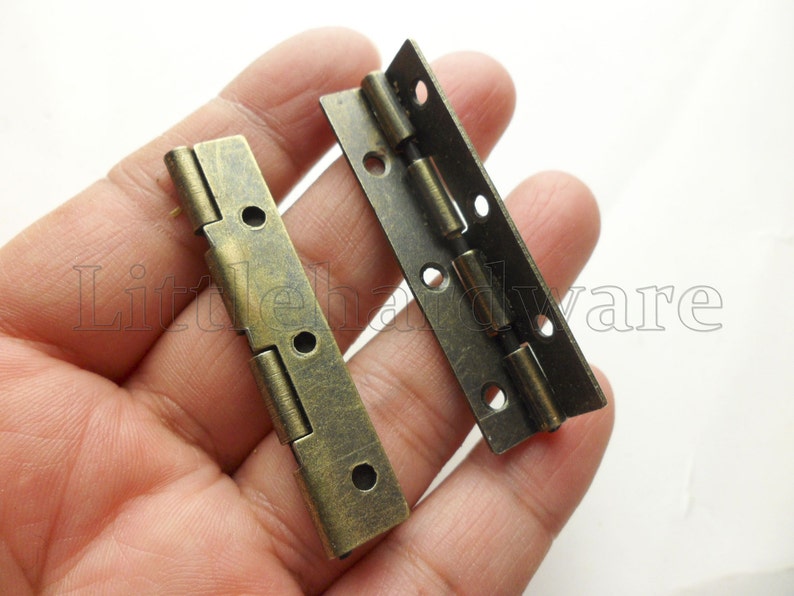 10 pcs antique Brass Color 90 Degree stop hinges/parliament hinges/jewelry box hinges/decorative hinges 49mmX9mmHalf Side VH0115 image 3