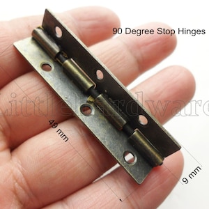 10 pcs antique Brass Color 90 Degree stop hinges/parliament hinges/jewelry box hinges/decorative hinges 49mmX9mmHalf Side VH0115 image 1