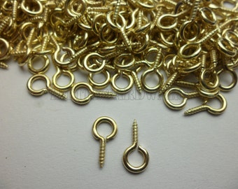 100Pcs 5.5mmx11mm golden color Micro Eye Screws,Screw Eye  Cs0013