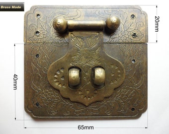 65 mm x 60mm Brass Made Chinese classical vintage Plant pattern lock catch latches for Jewelry  box #LC0087